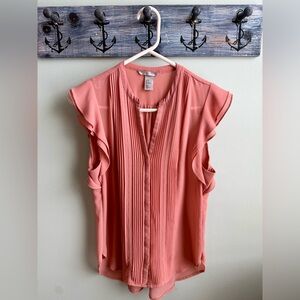 H&M Coral Ruffle Sleeve Blouse